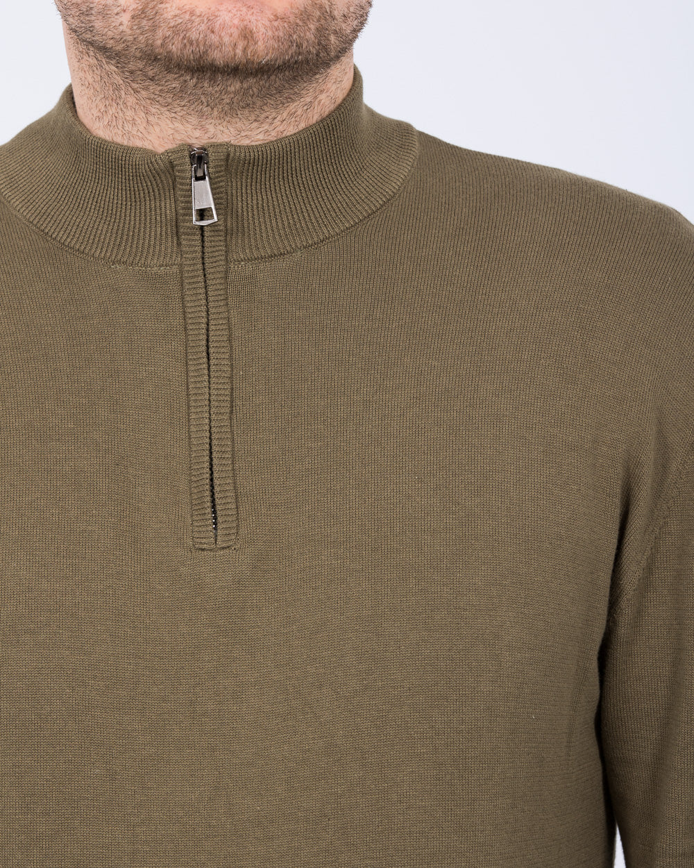 2t Niall Cotton Quarter Zip Tall Jumper (khaki) - Image 2