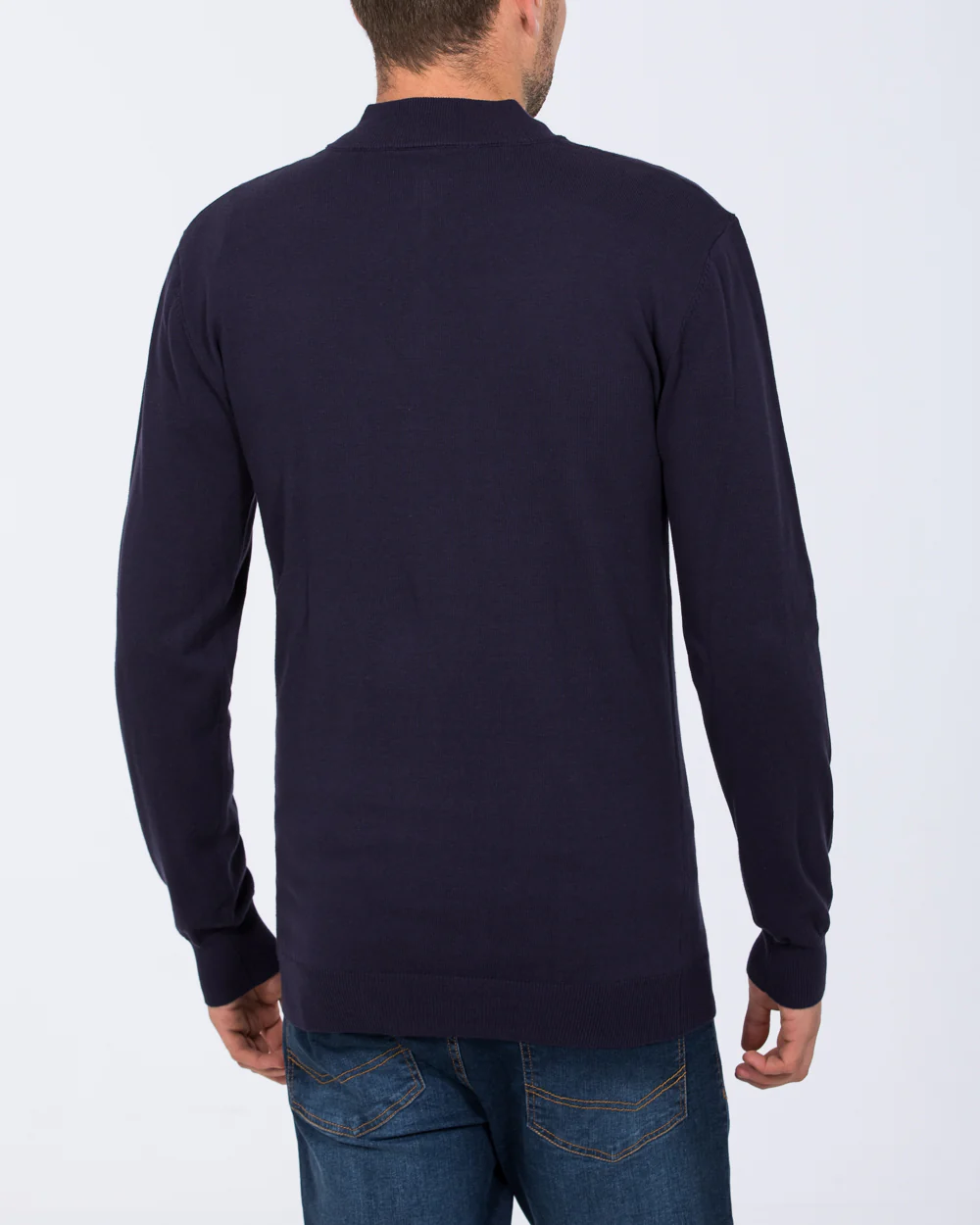 2t Niall Cotton Quarter Zip Tall Jumper (navy) - Image 2
