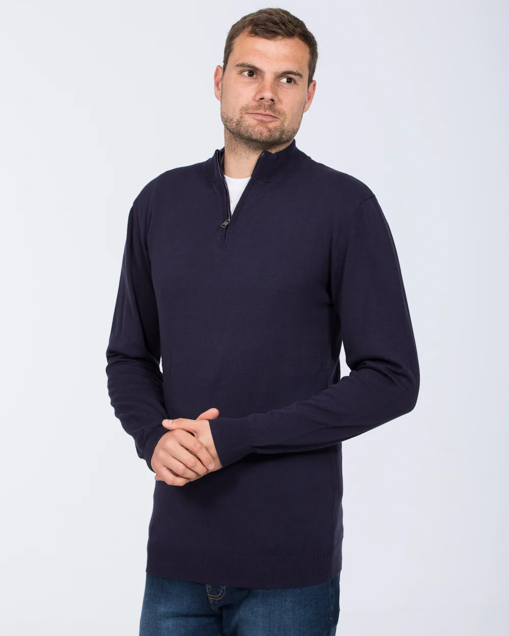 2t Niall Cotton Quarter Zip Tall Jumper (navy) - Image 5