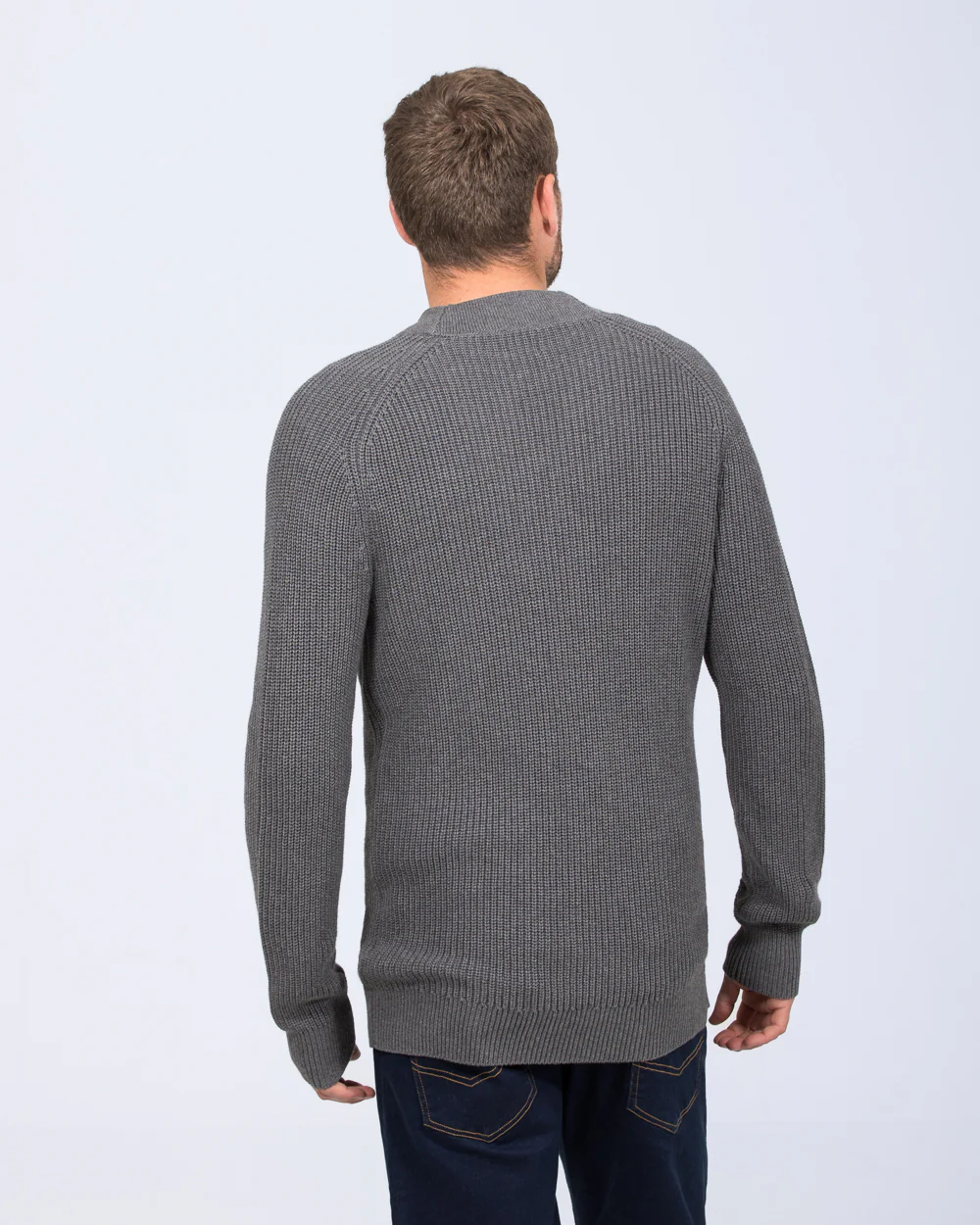 2t Patrick Tall Fisherman Rib Cardigan (charcoal) - Image 2
