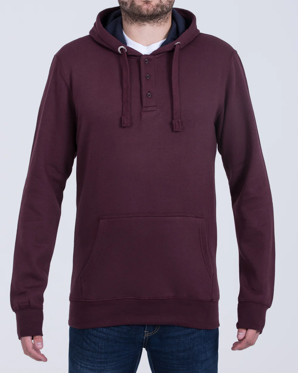 2t Pullover Tall Quarter Button Hoodie (burgundy)