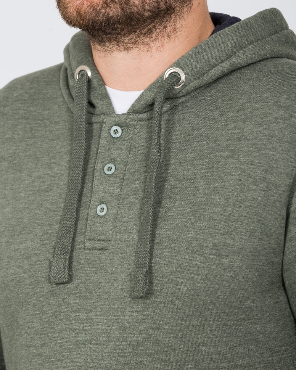 2t Pullover Tall Quarter Button Hoodie (khaki marl) - Image 3
