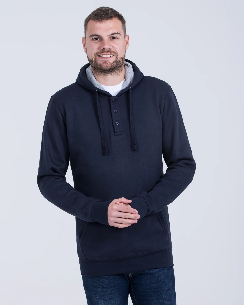 2t Pullover Tall Quarter Button Hoodie (navy) - Image 4