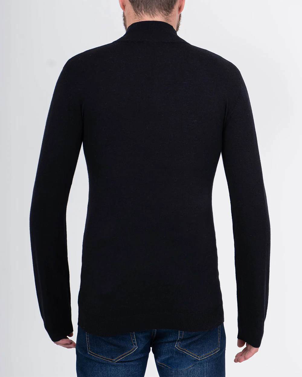 2t Quarter Zip Merino Blend Tall Jumper (black) - Image 2