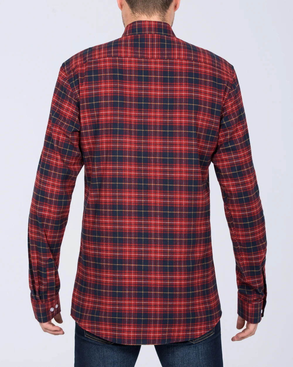 2t Regular Fit Long Sleeve Tall Checked Shirt (red/navy) - Image 2