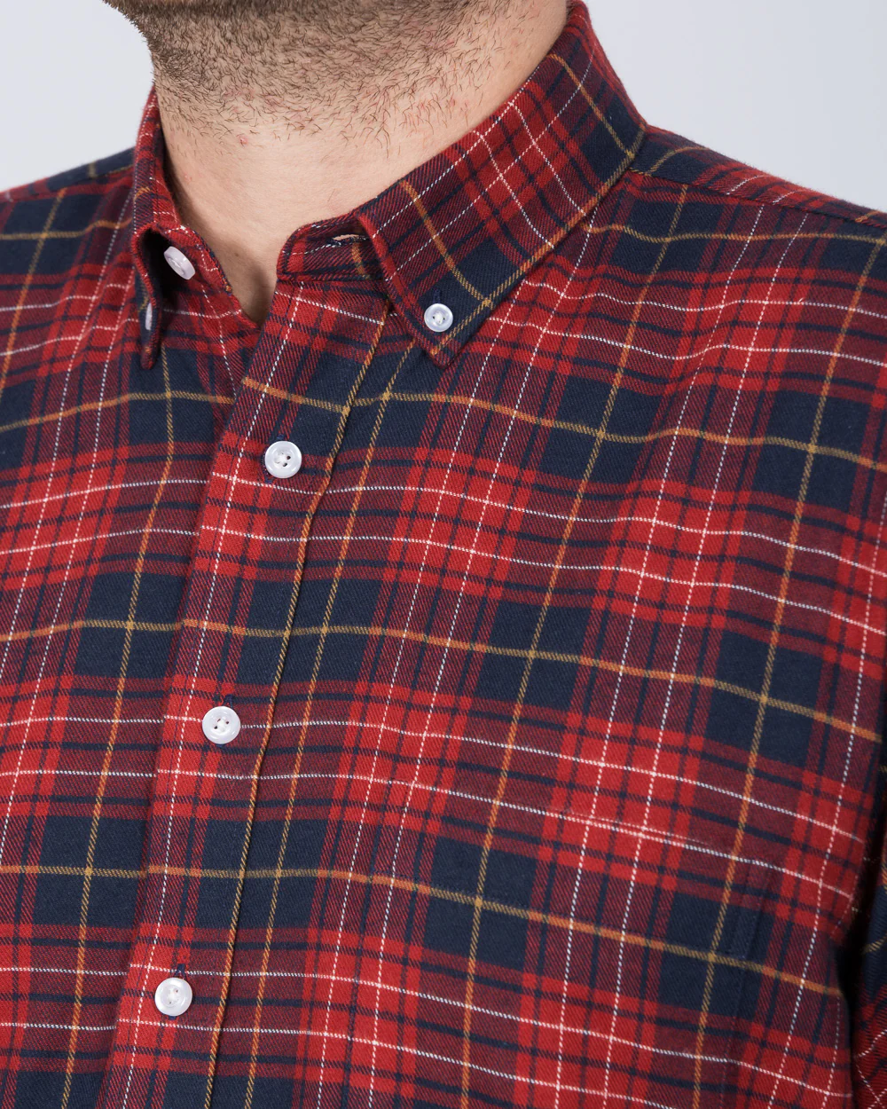 2t Regular Fit Long Sleeve Tall Checked Shirt (red/navy) - Image 3