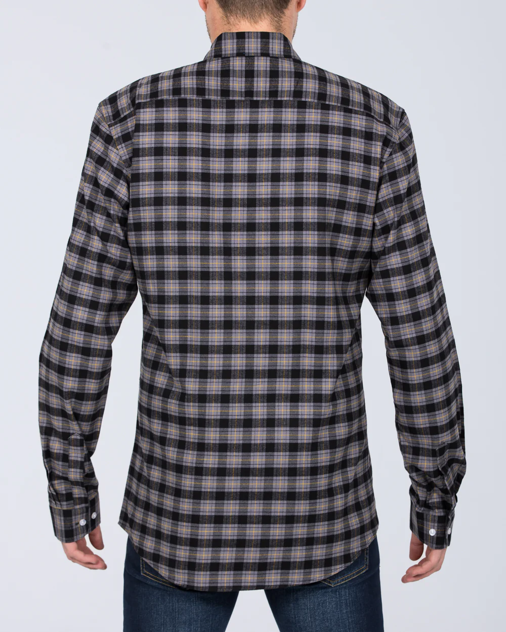 2t Regular Fit Long Sleeve Tall Shirt (black check) - Image 2