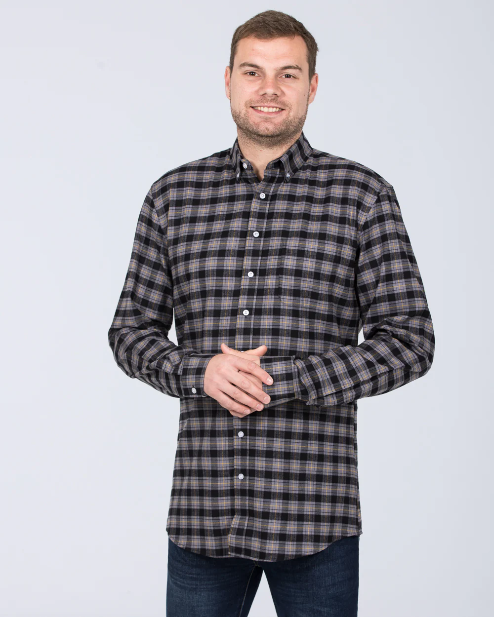 2t Regular Fit Long Sleeve Tall Shirt (black check) - Image 3