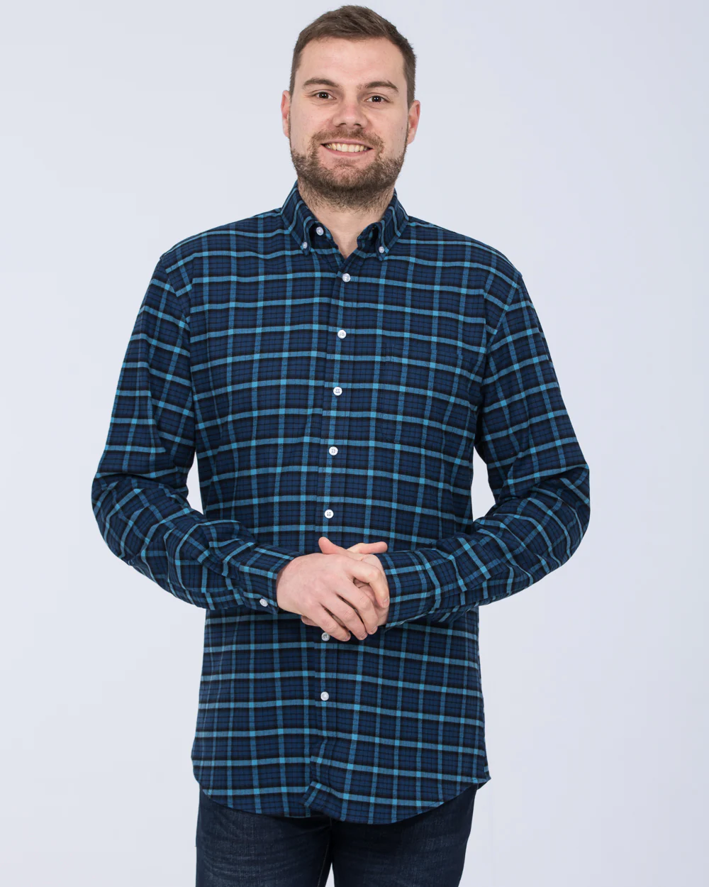 2t Regular Fit Long Sleeve Tall Shirt (indigo check) - Image 4