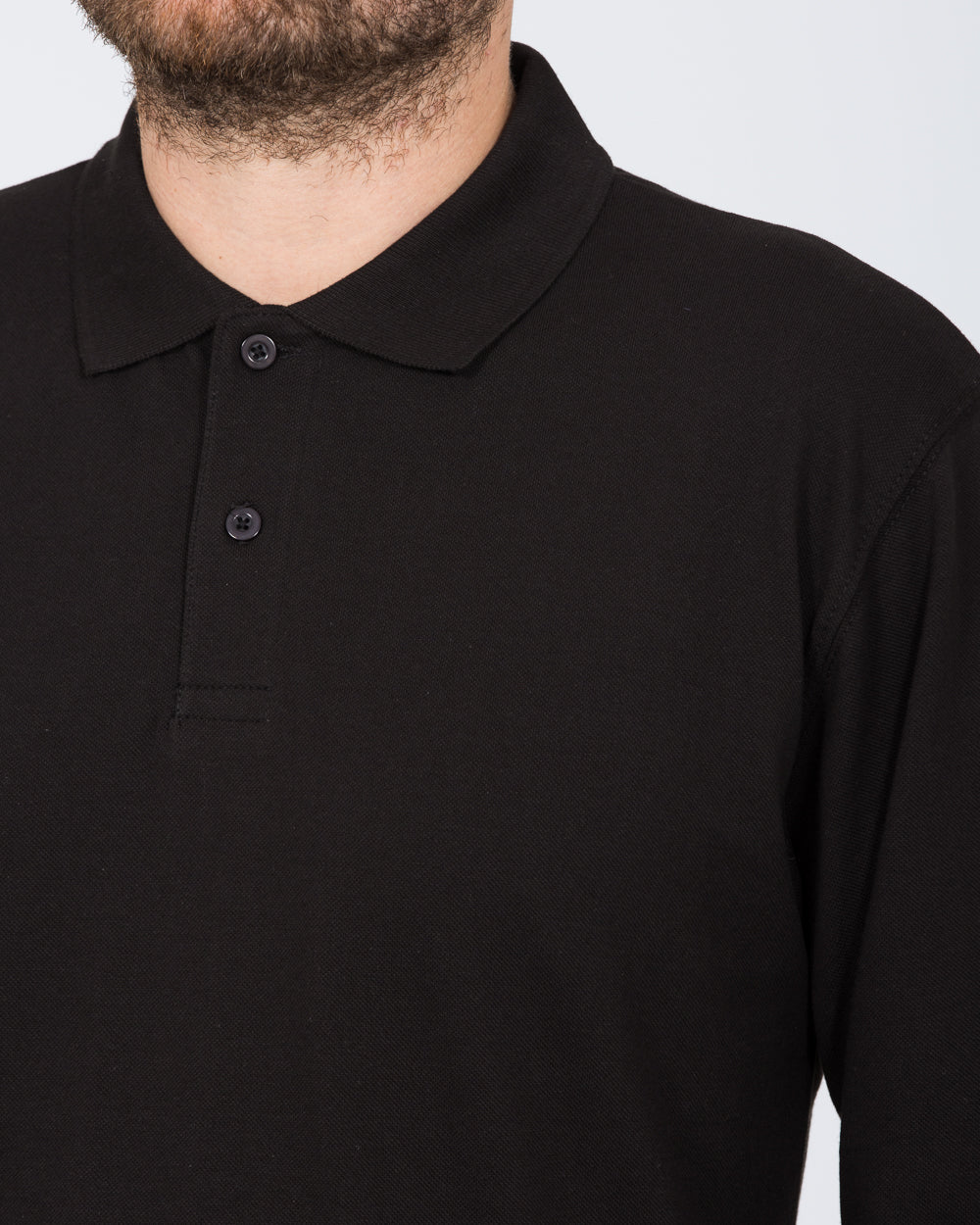 2t Regular Fit Tall Long Sleeve Polo Shirt (black) - Image 3