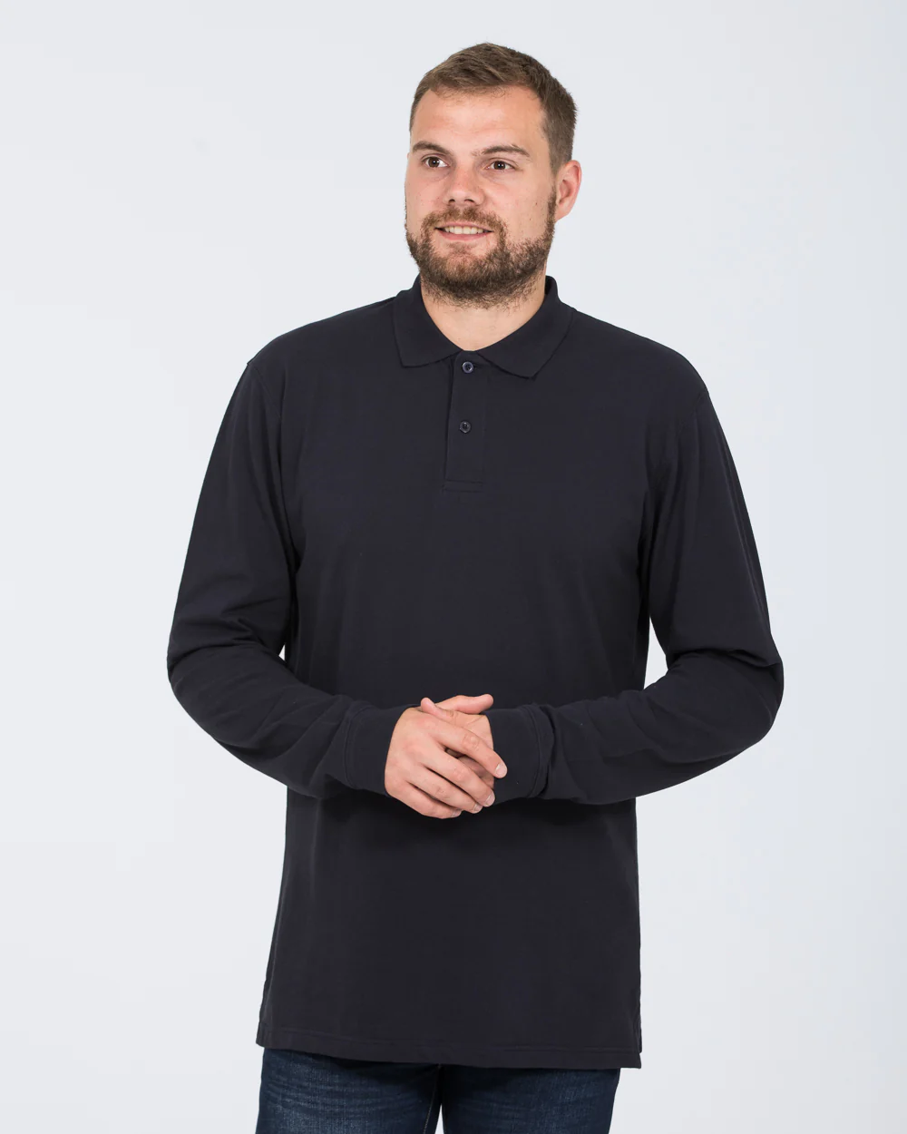 2t Regular Fit Tall Long Sleeve Polo Shirt (navy) - Image 4