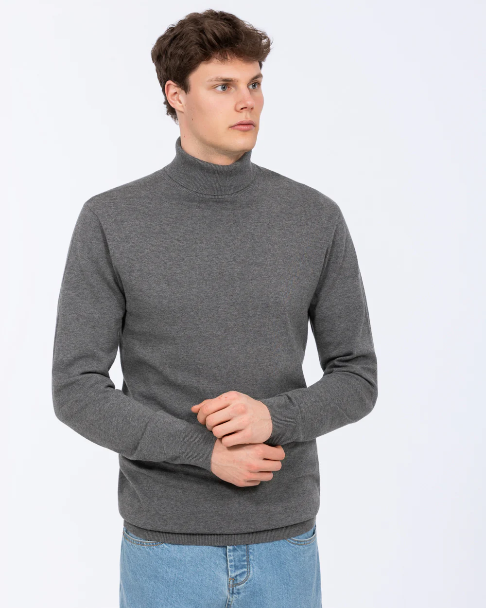 2t Rickie Cotton Roll Neck Tall Jumper (charcoal) - Image 6