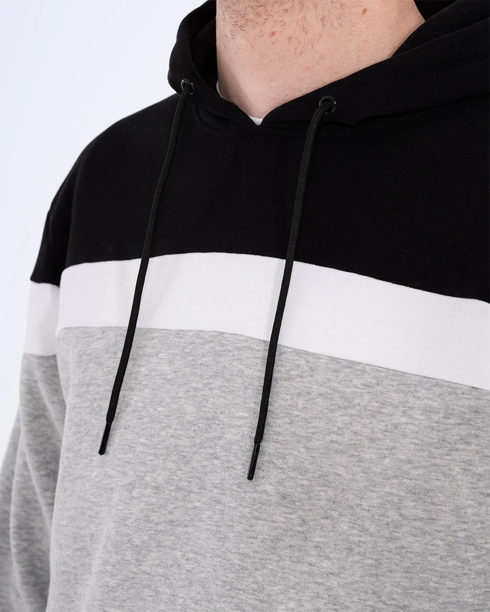 2t Riley Striped Pullover Tall Hoodie (grey/white/black) - Image 3