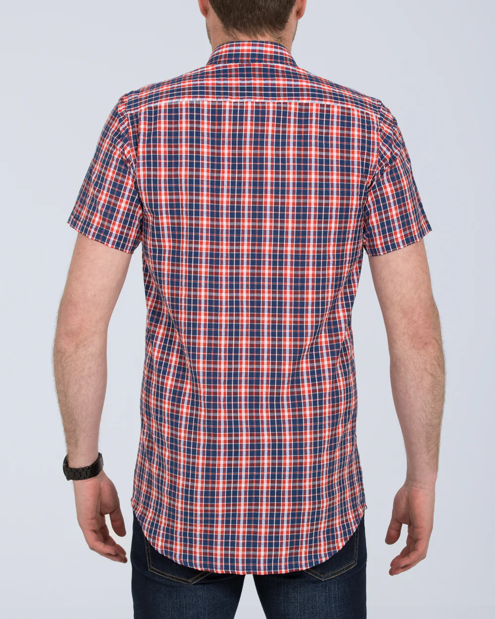 2t Short Sleeve Tall Checked Shirt (navy) - Image 2