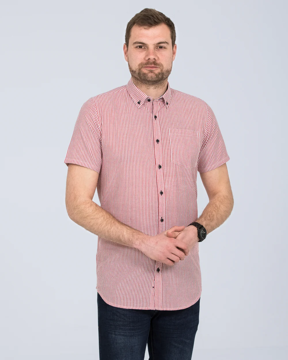 2t Short Sleeve Tall Striped Shirt (coral) - Image 4