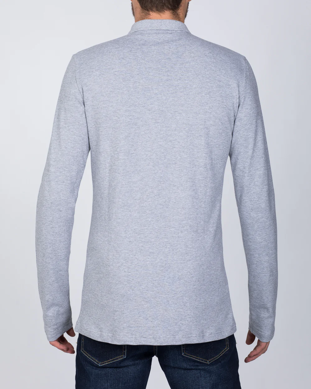 2t Slim Fit Long Sleeve Polo Shirt (heather grey) - Image 2