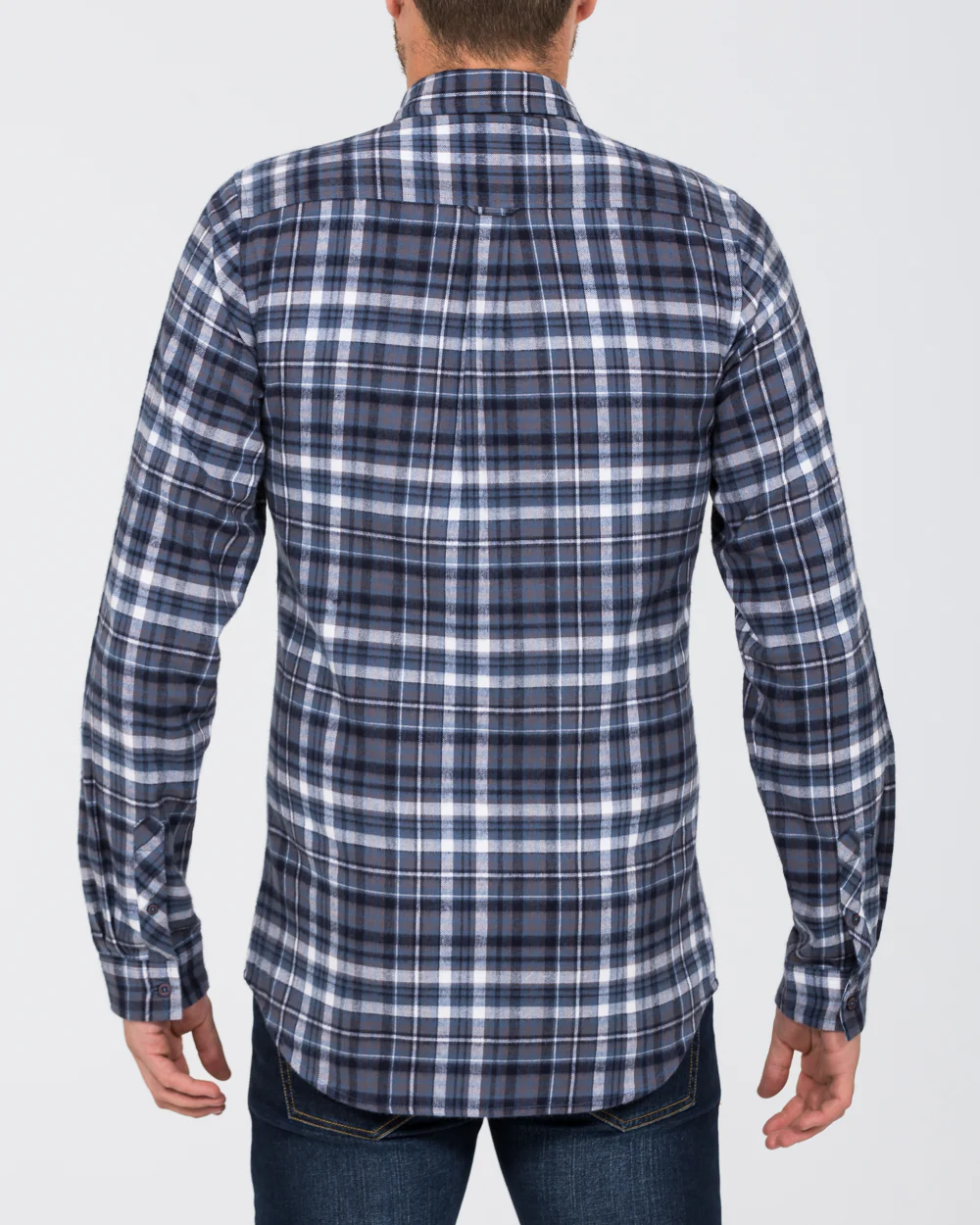 2t Slim Fit Long Sleeve Tall Checked Shirt (blue) - Image 2