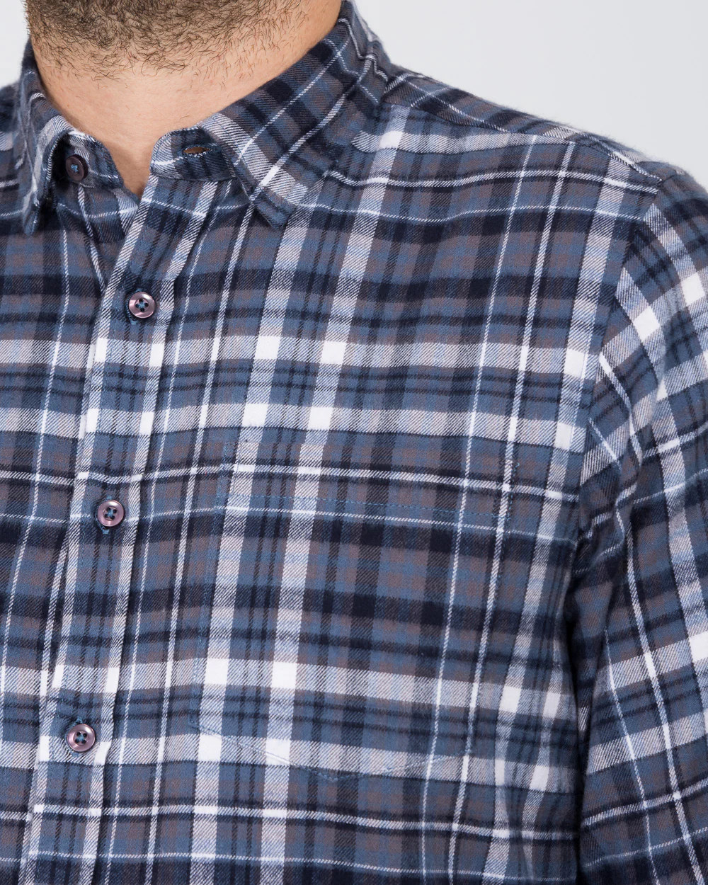 2t Slim Fit Long Sleeve Tall Checked Shirt (blue) - Image 3