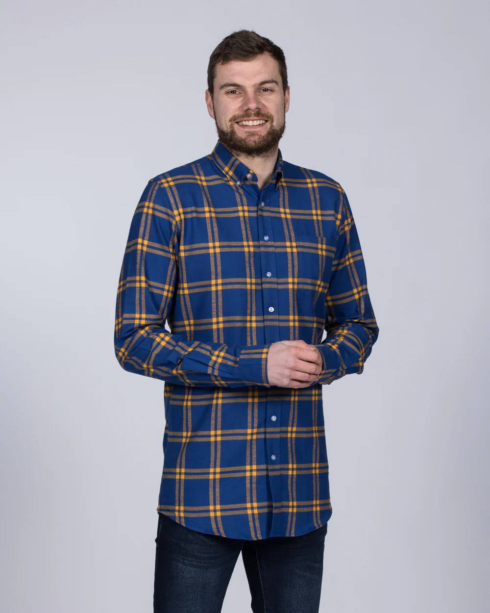 2t Slim Fit Long Sleeve Tall Shirt (navy/orange) - Image 3