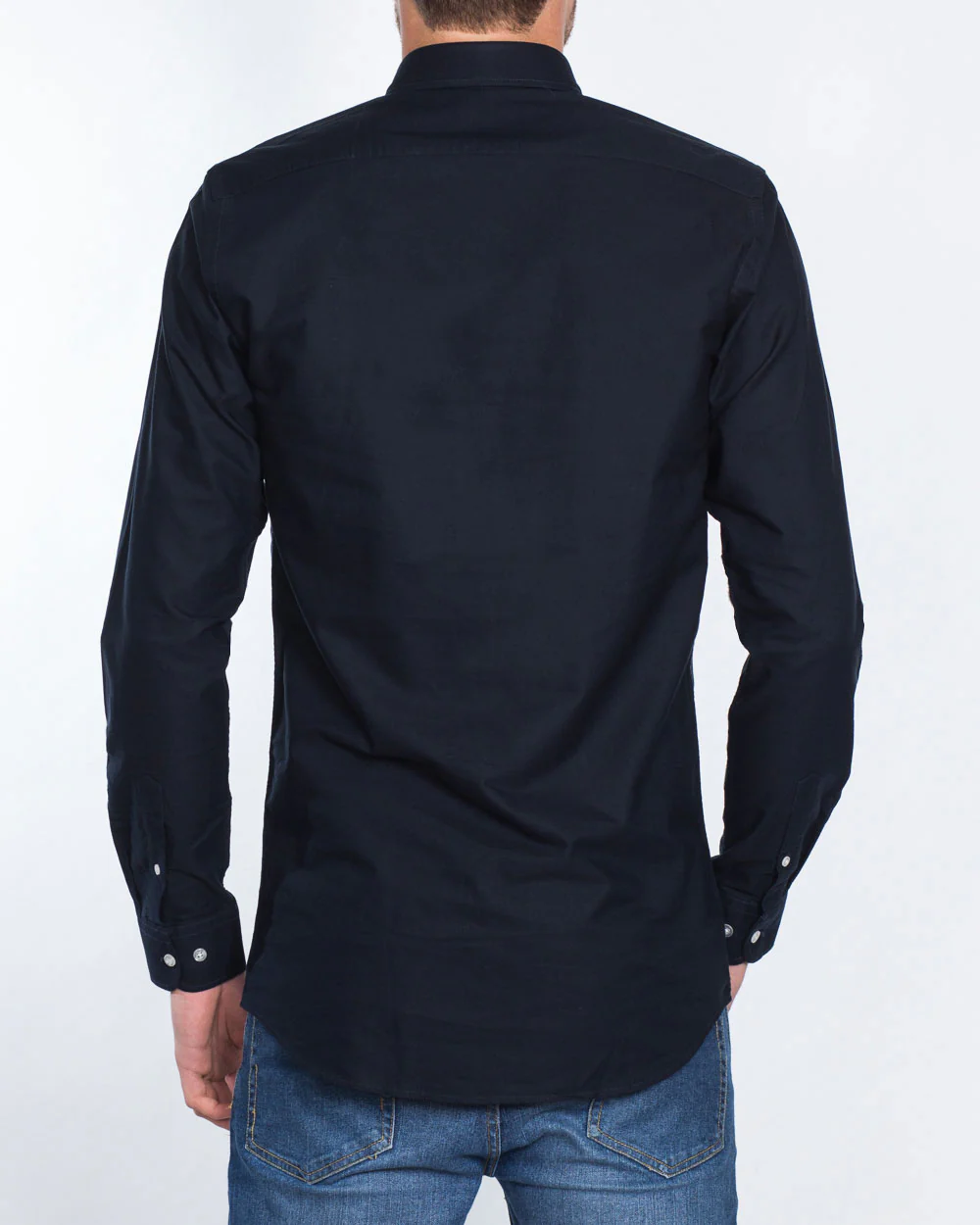 2t Slim Fit Long Sleeve Tall Shirt (plain navy) - Image 2