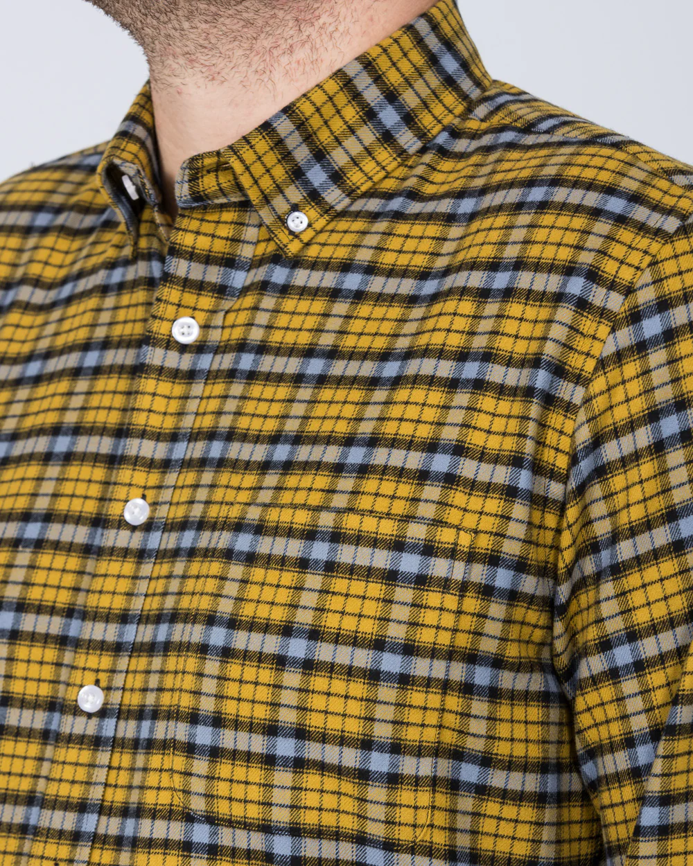 2t Slim Fit Long Sleeve Tall Shirt (yellow check) - Image 4