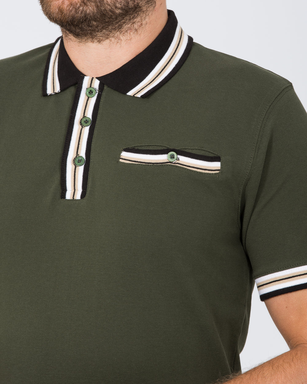 2t Slim Fit Pique Tipped Polo Shirt (khaki) - Image 3
