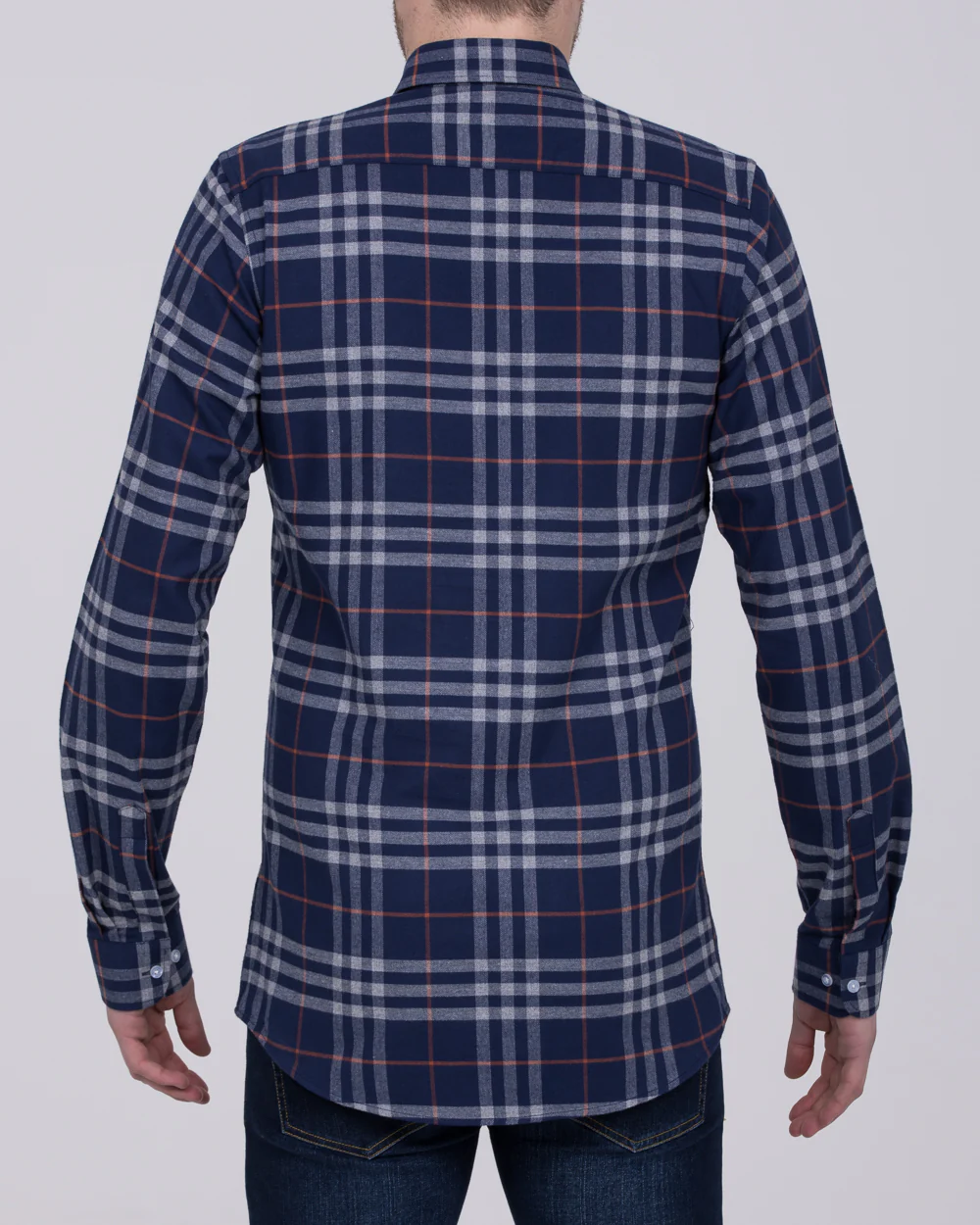 2t Slim Fit Tall Checked Shirt (navy) - Image 2