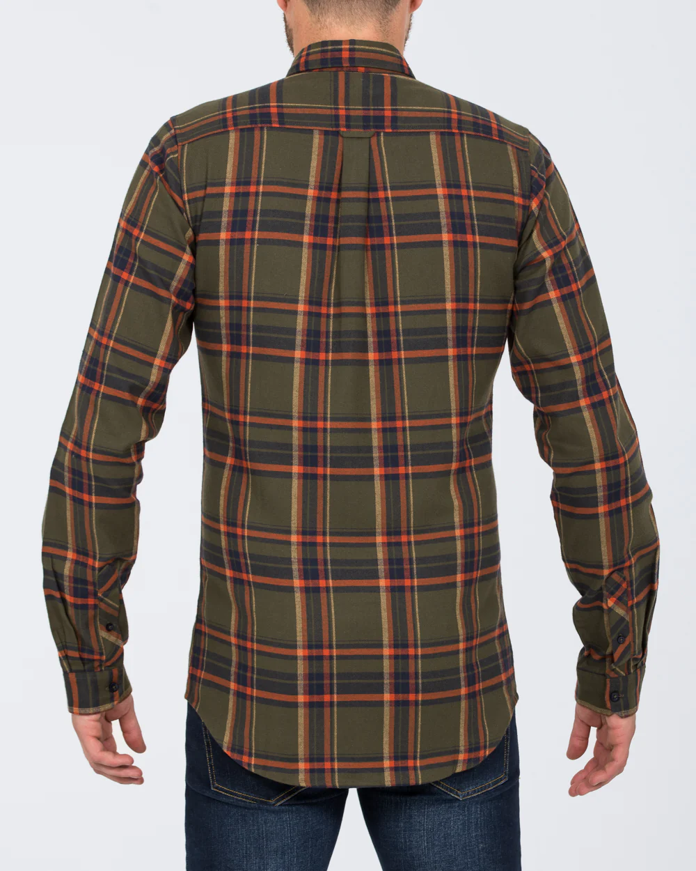 2t Slim Fit Tall Checked Shirt (olive) - Image 2