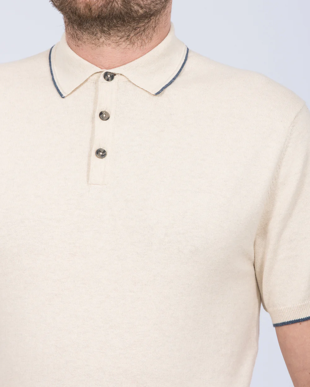 2t Slim Fit Tall Cotton Knitted Polo Shirt (stone) - Image 3