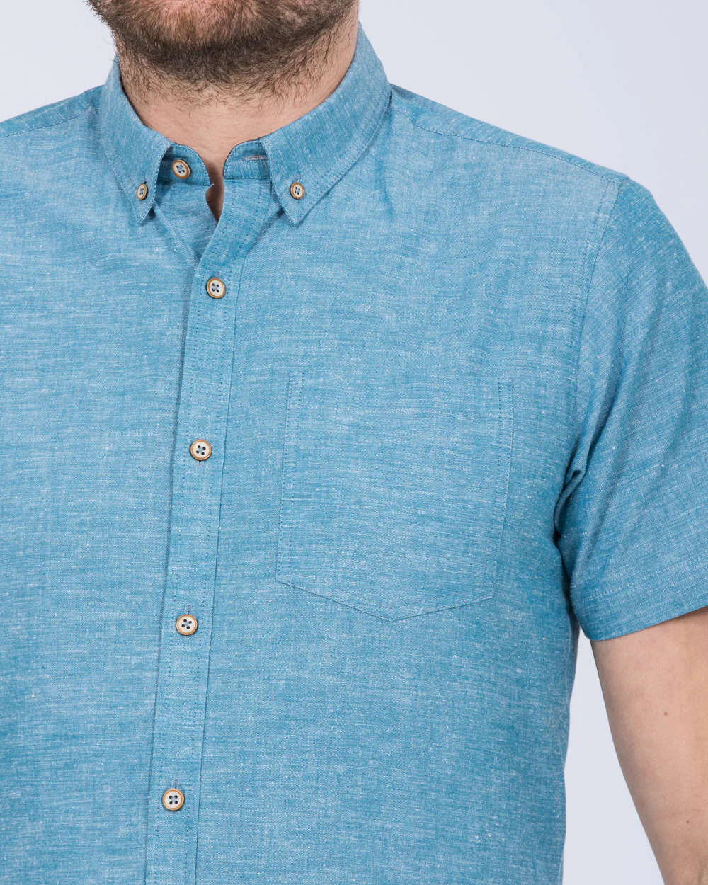 2t Slim Fit Tall Linen Blend Short Sleeve Shirt (aqua) - Image 3
