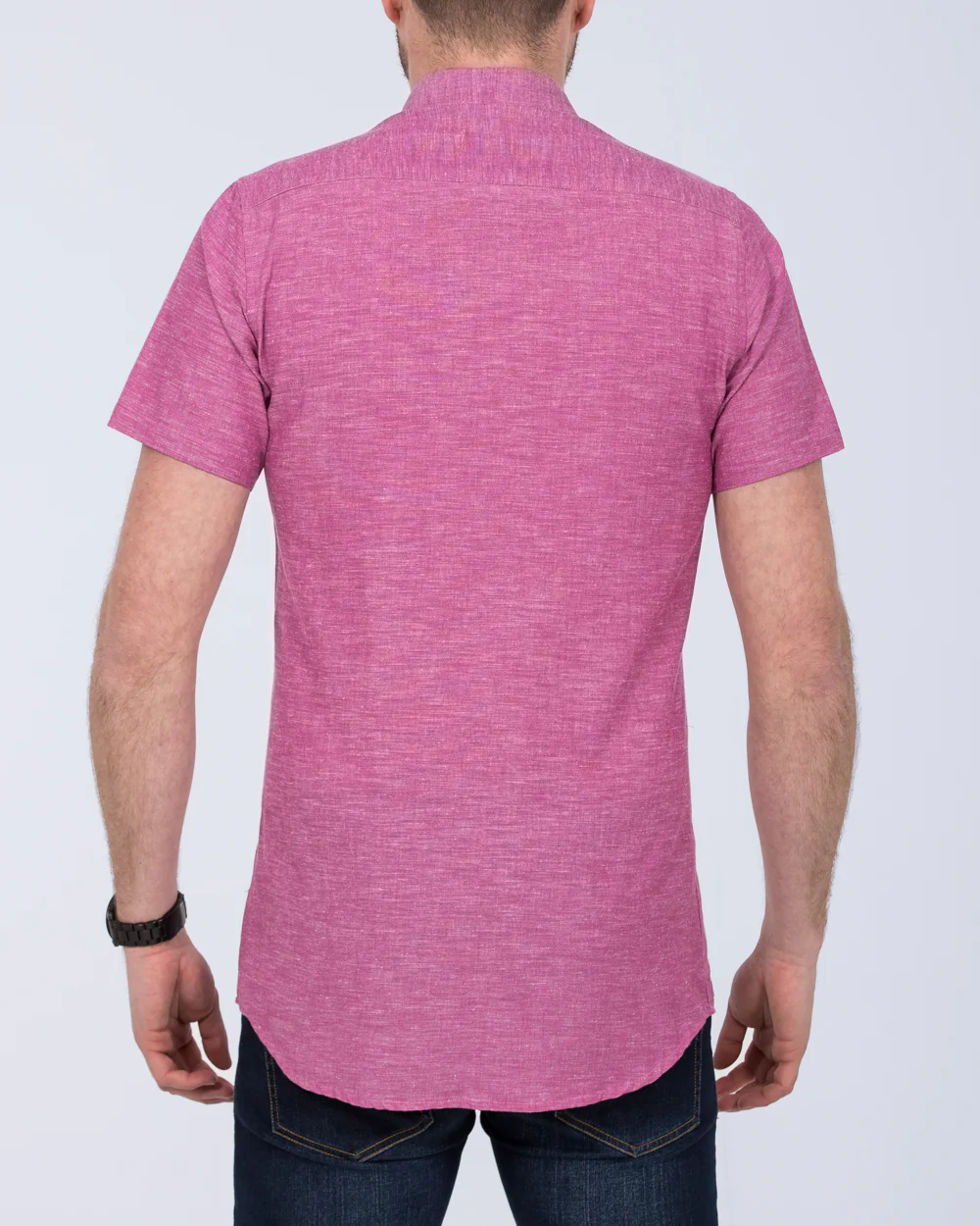 2t Slim Fit Tall Linen Blend Short Sleeve Shirt (pink) - Image 2