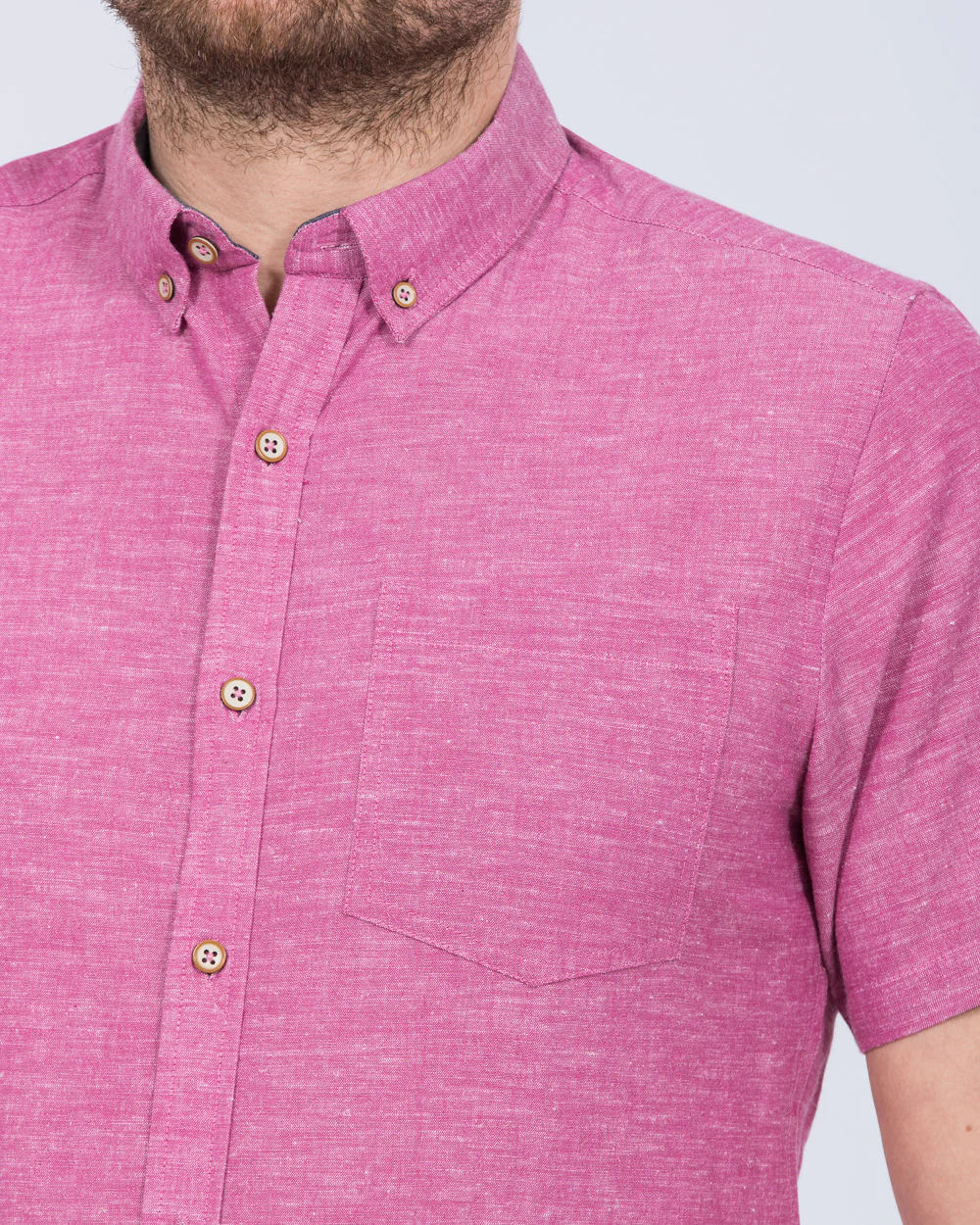 2t Slim Fit Tall Linen Blend Short Sleeve Shirt (pink) - Image 3