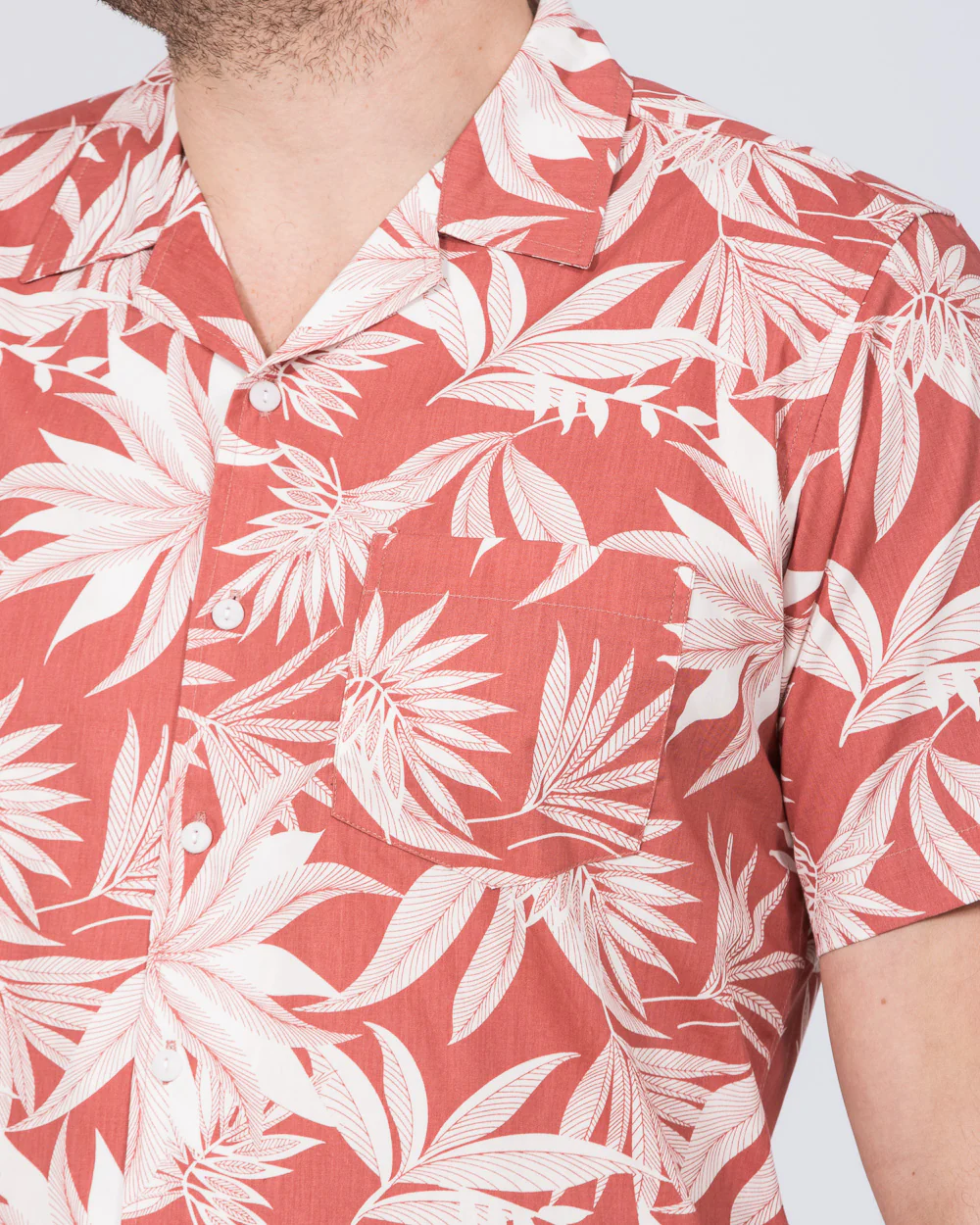 2t Slim Fit Tall Short Sleeve Revere Shirt (coral leaf) - Image 3