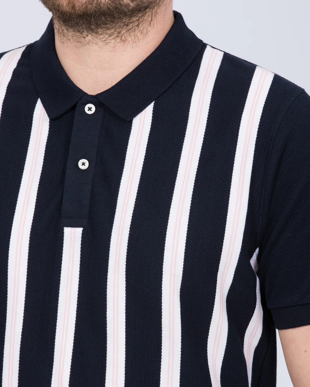 2t Slim Fit Tall Vertical Striped Polo Shirt (navy) - Image 3