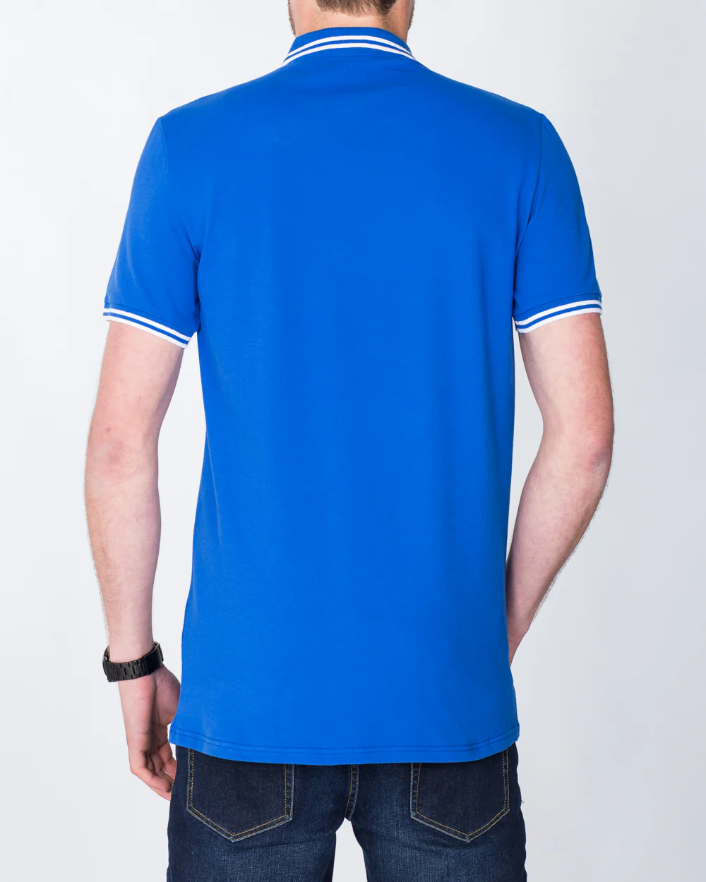 2t Slim Tall Tipped Polo Shirt (mid blue) - Image 2