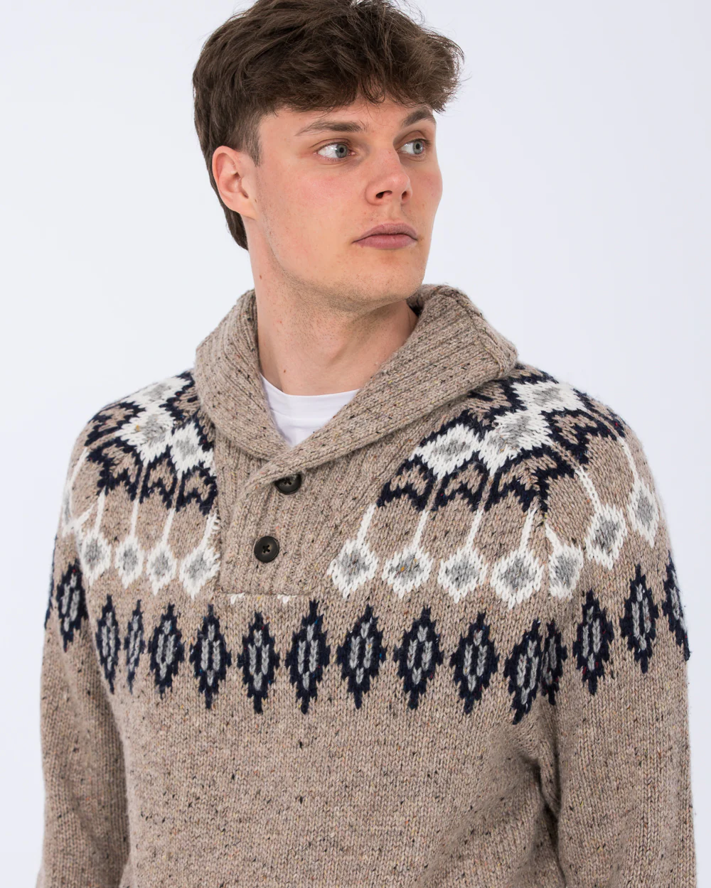 2t Sutton Tall Fairisle Jumper (camel) - Image 3