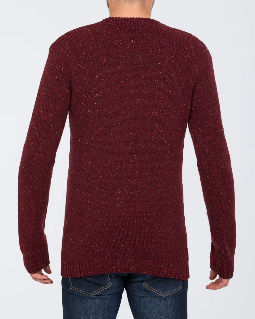 2t Tall Aran Crew Neck Lambswool Jumper (cherry) - Image 2