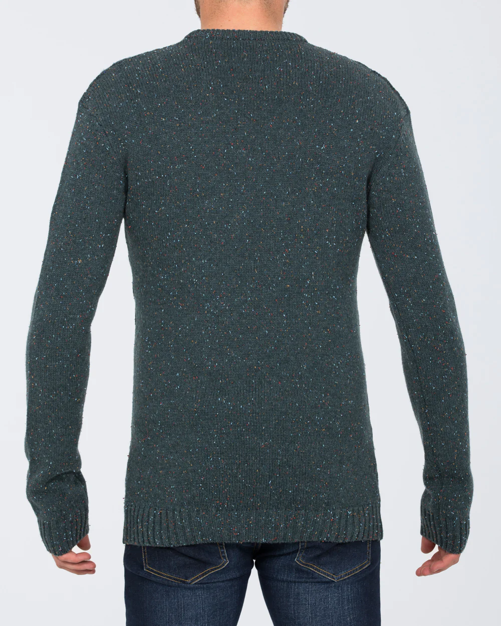 2t Tall Aran Crew Neck Lambswool Jumper (teal) - Image 2