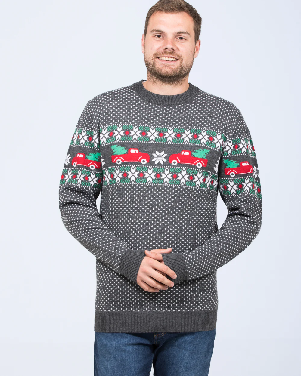2t Tall Christmas Jumper (grey trucks) - Image 6