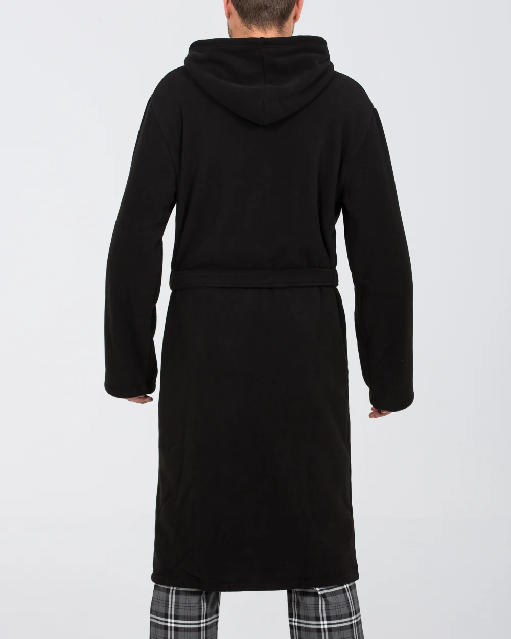 2t Tall Fleece Hooded Dressing Gown (black/charcoal) - Image 2