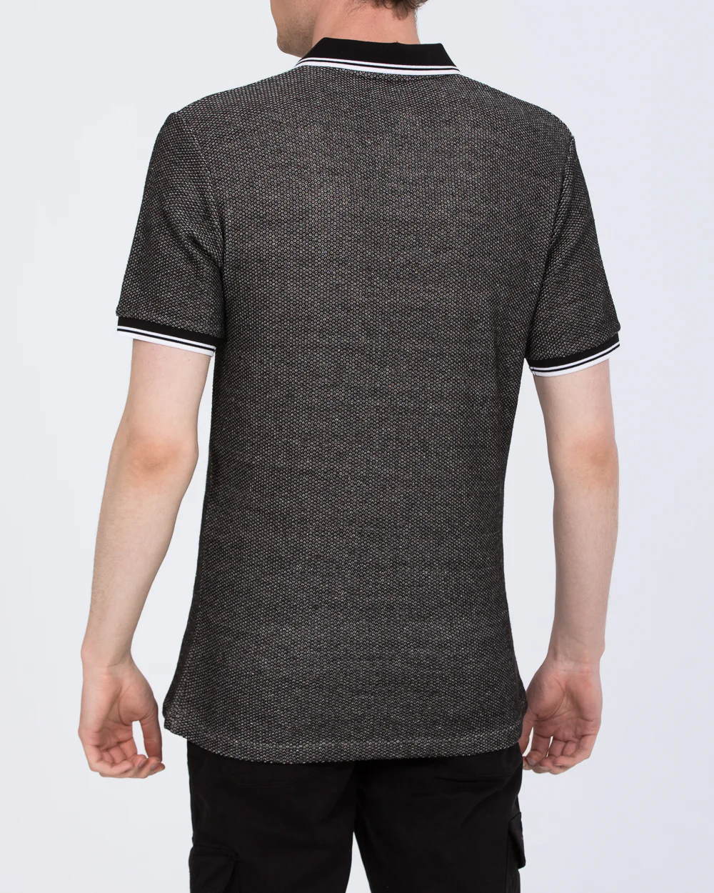2t Tall Jacquard Tipped Polo Shirt (black pattern) - Image 2
