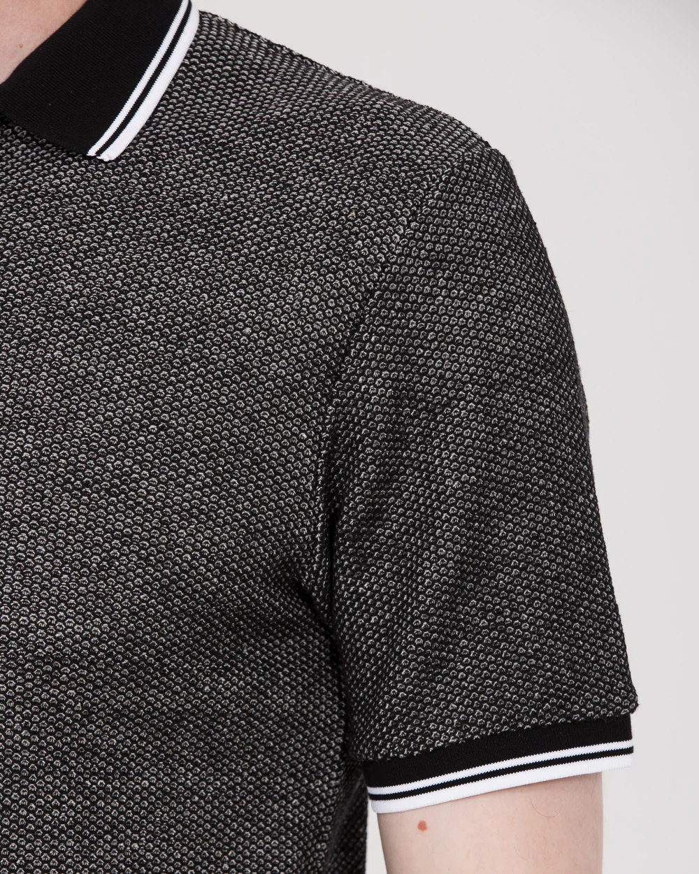 2t Tall Jacquard Tipped Polo Shirt (black pattern) - Image 4