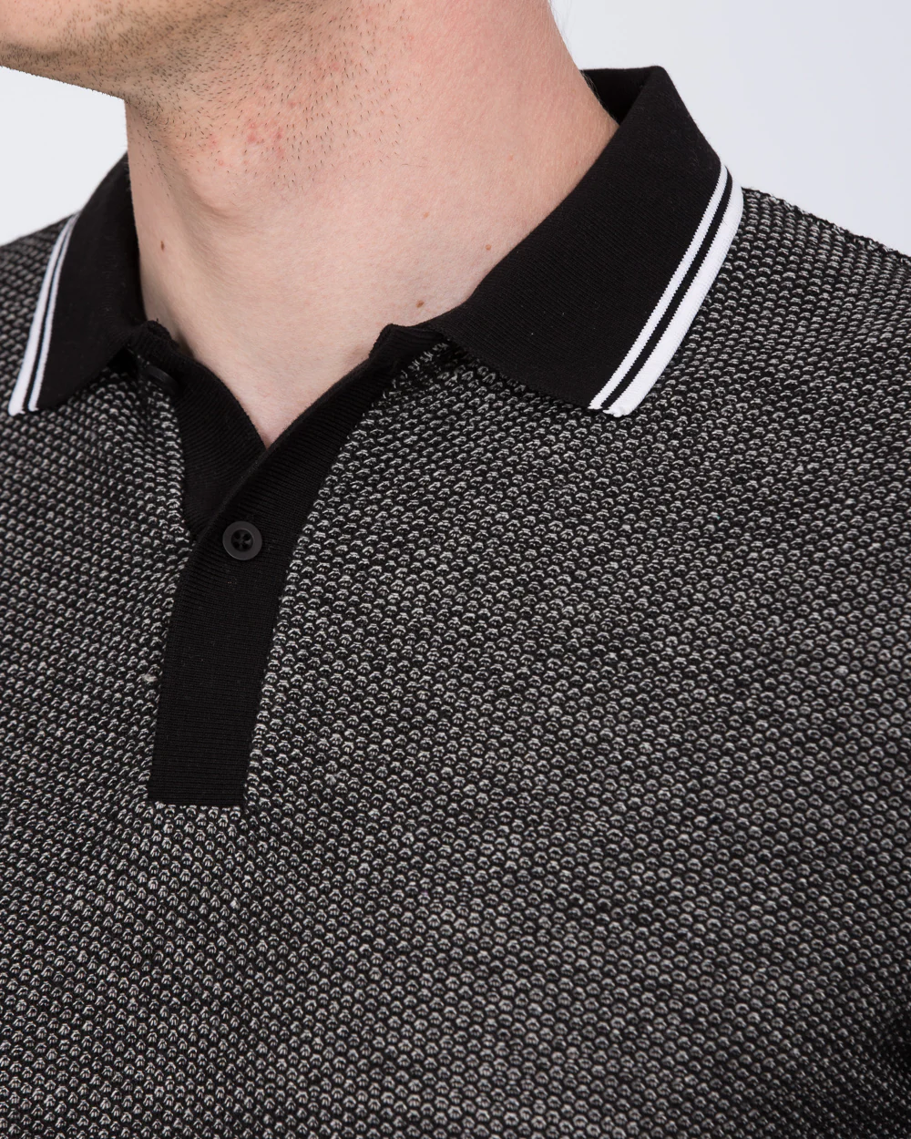 2t Tall Jacquard Tipped Polo Shirt (black pattern) - Image 6