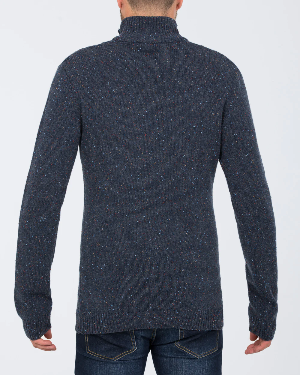 2t Tall Lambswool Aran Quarter Zip Jumper (indigo) - Image 2
