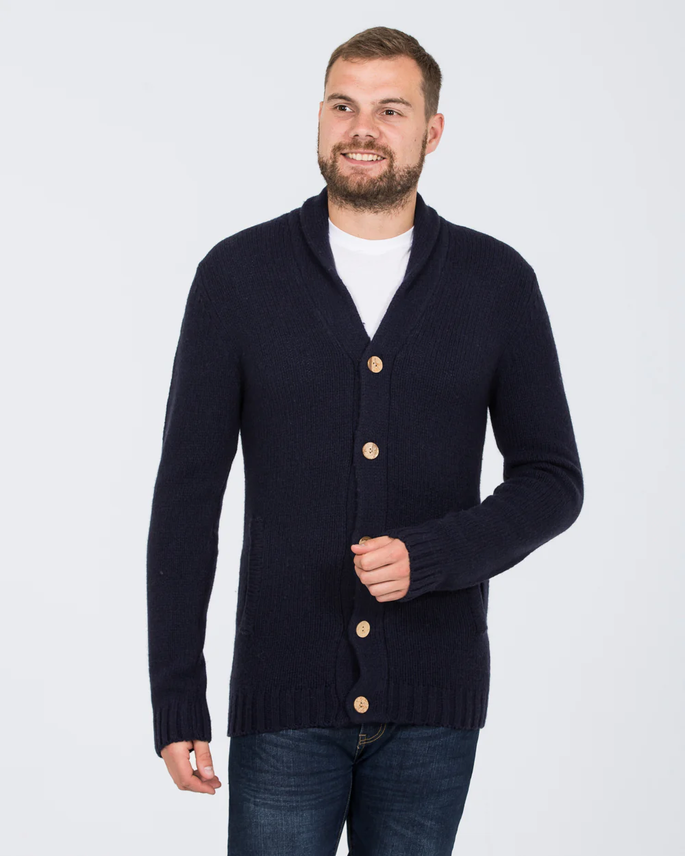 2t Tall Lambswool Cardigan (navy) - Image 3