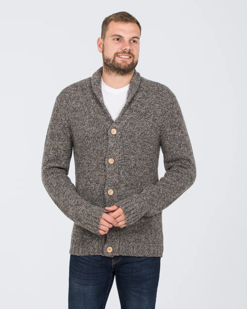 2t Tall Lambswool Cardigan (taupe) - Image 3
