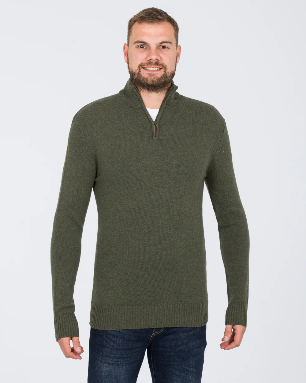 2t Tall Lambswool Quarter Zip Jumper (olive) - Image 3