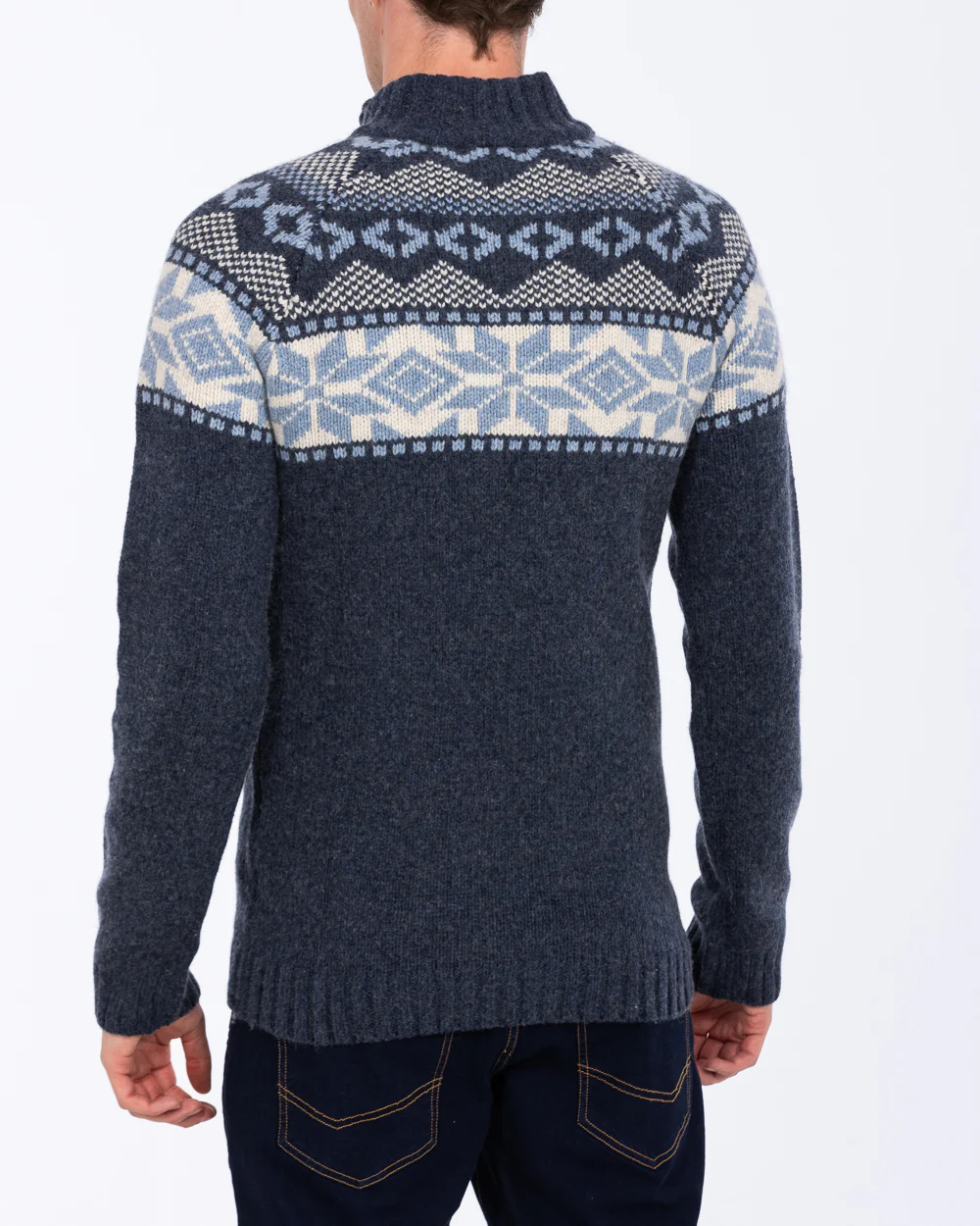 2t Tall Lambswool Quarter Zip Nordic Jumper (midnight) - Image 2