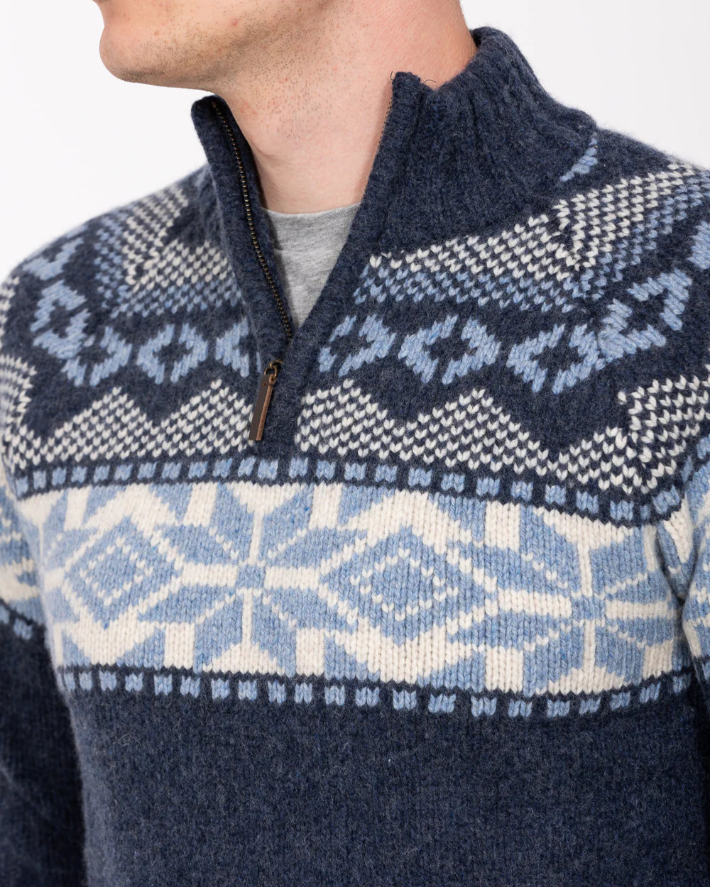 2t Tall Lambswool Quarter Zip Nordic Jumper (midnight) - Image 3