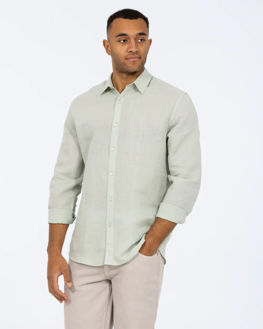 2t Tall Long Sleeve Linen Blend Shirt (sage) - Image 6